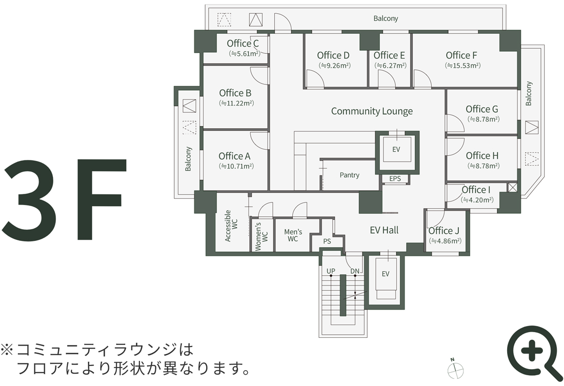 3階~5階の⾒取り図