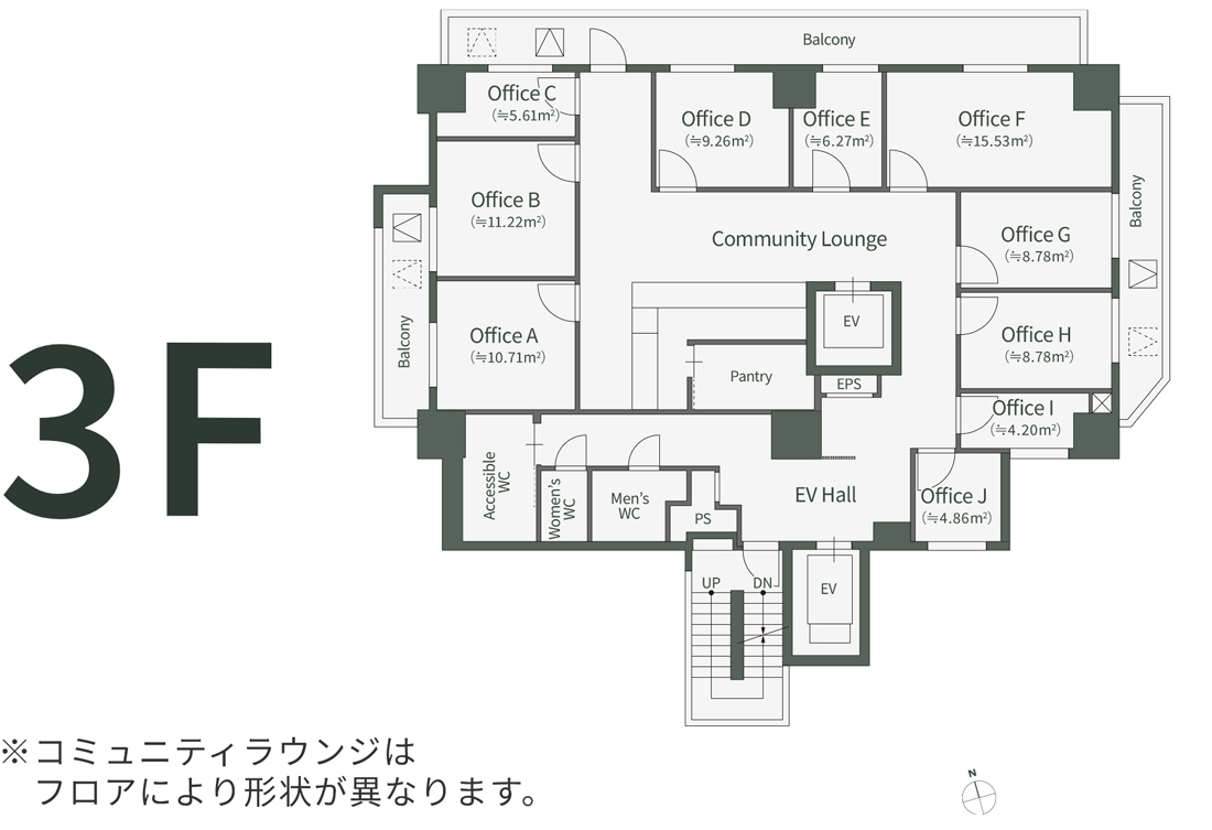 3階~5階の⾒取り図