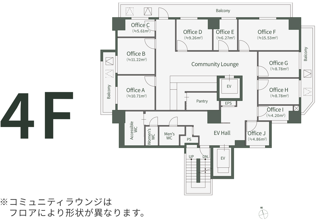 3階~5階の⾒取り図