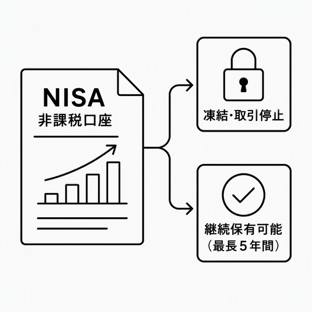 NISA分岐フローのアイコン（NISA account frozen or continued icon）
