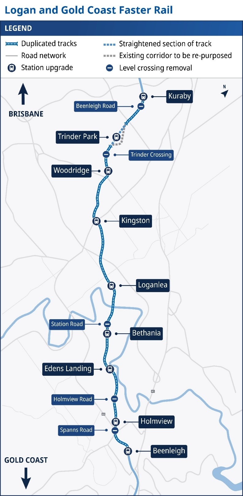Logan and Gold Coast Faster Rail 計画図